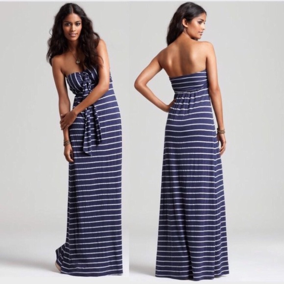 Splendid Dresses & Skirts - Splendid Maxi Dress Striped Strapless Blue Medium